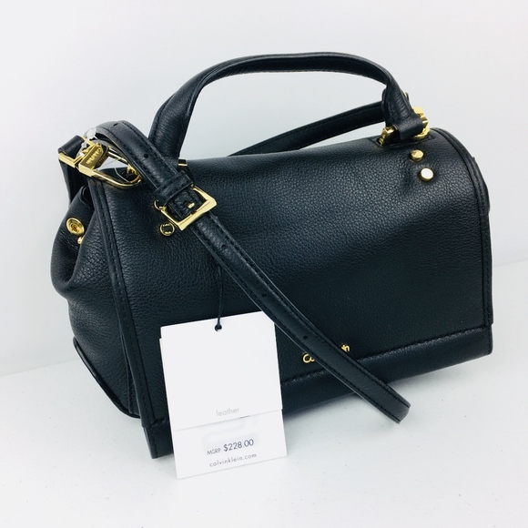 Calvin Klein Black Leather Crossbody Shoul…